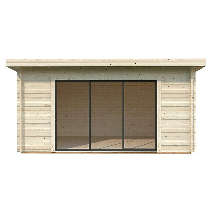 Palmako Caseta de jardín Lea Slide Plus (Medidas ext. (An x Pr): 494 x 402 cm, Madera sin tratar, Natural) | BAUHAUS