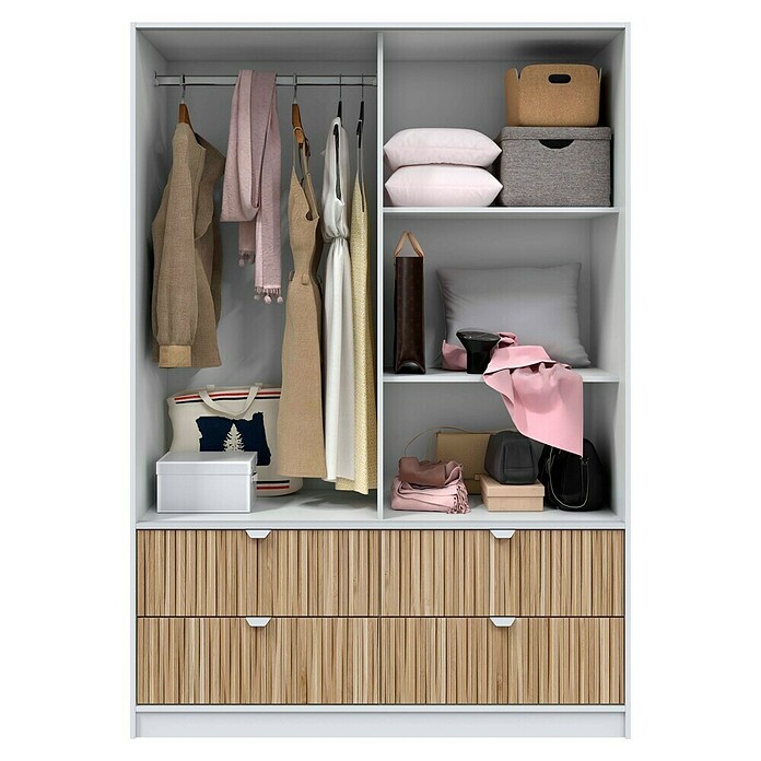 Armario con puertas correderas Ega (L x An x Al: 60 x 140 x 200 cm, Blanco Artik/Natur, Espesor: 15 mm) | BAUHAUS