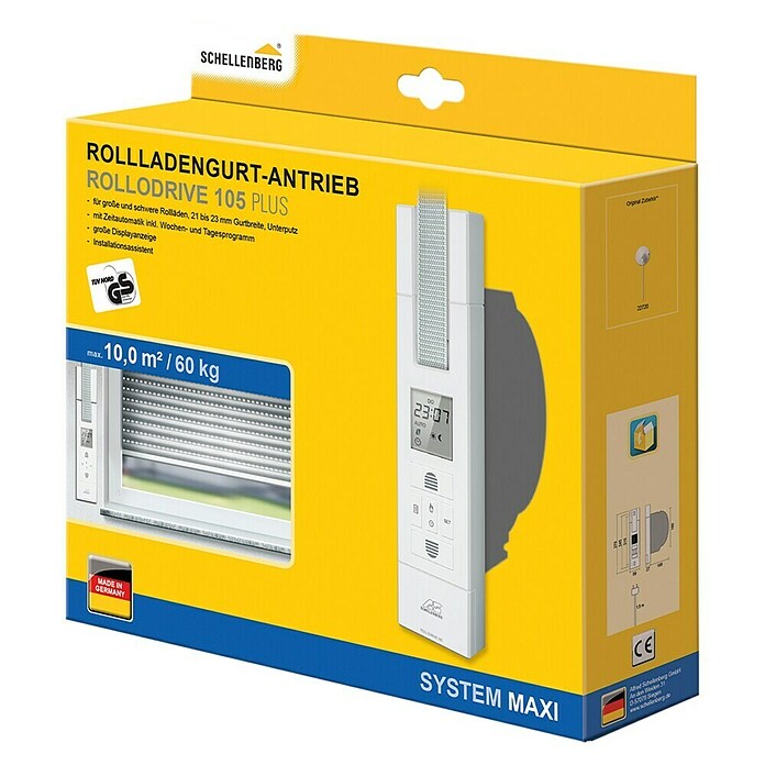 Schellenberg Rollladen-Gurtwickler Rollo Drive 105 Plus  (Zugkraft: 60 kg, Gurtbreite: 23 mm, Unterputz)