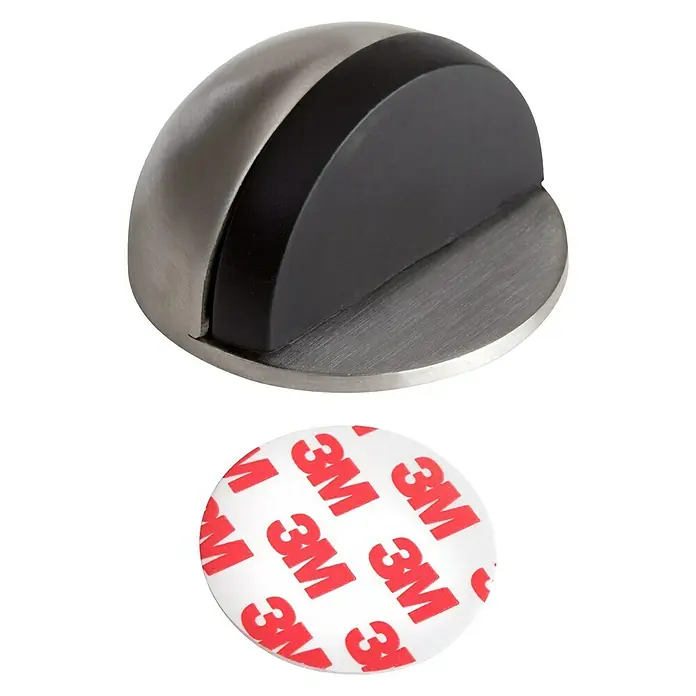 Türstopper - Durchmesser: 45 mm, Montageart: Kleben, Silber/Schwarz - Bild einer Türstopperkuppel mit 3M-Aufkleber. Der elegante Stopper hält Türen mit Stil offen und ist einfach anzubringen.