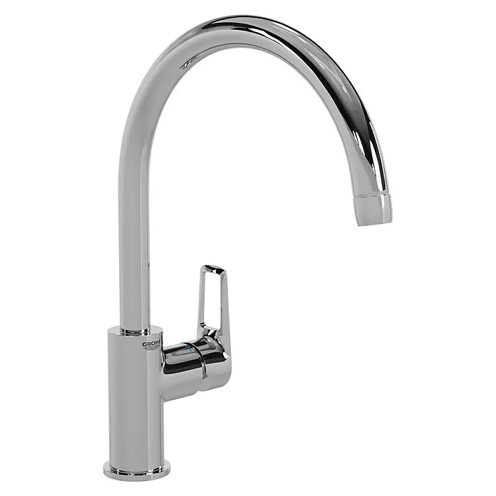 Grohe Start Loop Spültischarmatur - Chrom, Glänzend - Hochglanzpolierter Grohe Küchenhahn mit schlankem, geschwungenem Auslauf und Hebel für präzise Wasserkontrolle.