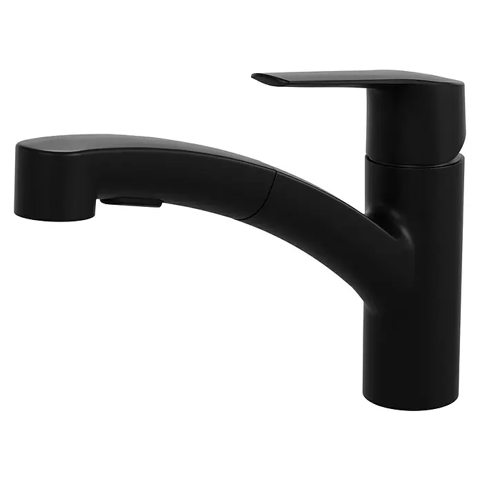 Grohe QuickFix Start Spültischarmatur - Schwarz, Schwenkbar, Matt - Ein schlanker, mattschwarzer Küchenhahn mit schwenkbarem Auslauf. Der moderne Wasserhahn vereint Stil und Funktion in einem eleganten Design.