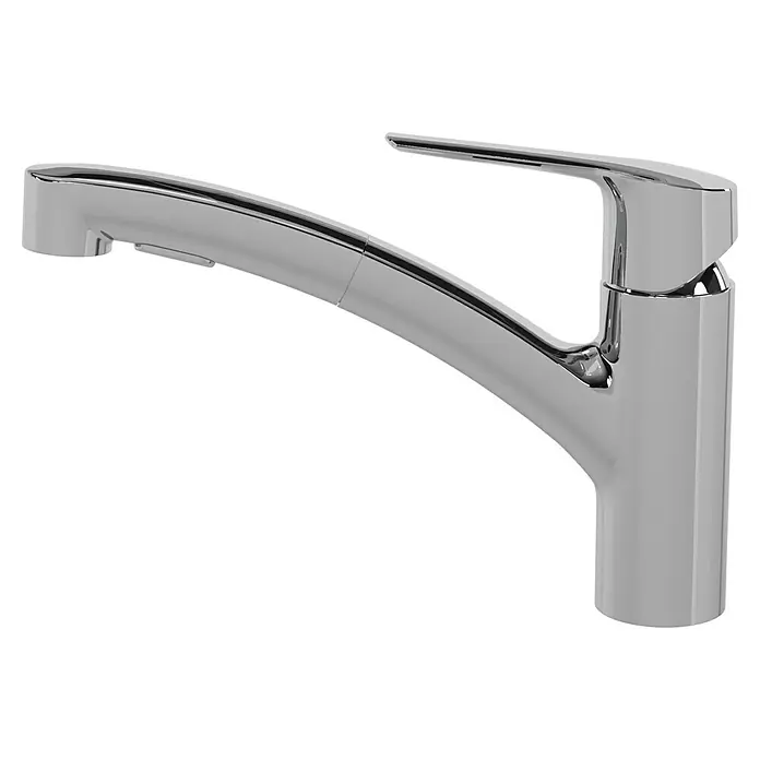 Grohe QuickFix Spültischarmatur Start - Chrom, Ausziehbar, Glänzend - Bild einer modernen Chrom-Küchenarmatur mit elegantem Design und klaren Linien. Perfekt für jede moderne Küche.