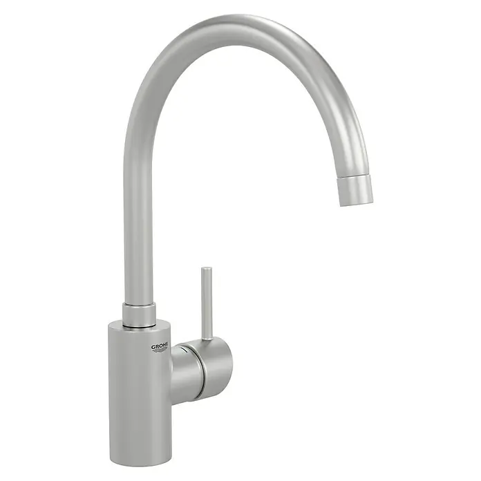 Grohe Concetto Spültischarmatur - Edelstahl, Schwenkbar - Elegante Küchenarmatur von Grohe in gebürstetem Edelstahl. Das schlichte Design mit dem hohen Auslauf passt ideal in moderne Küchen und erleichtert die tägliche Arbeit.