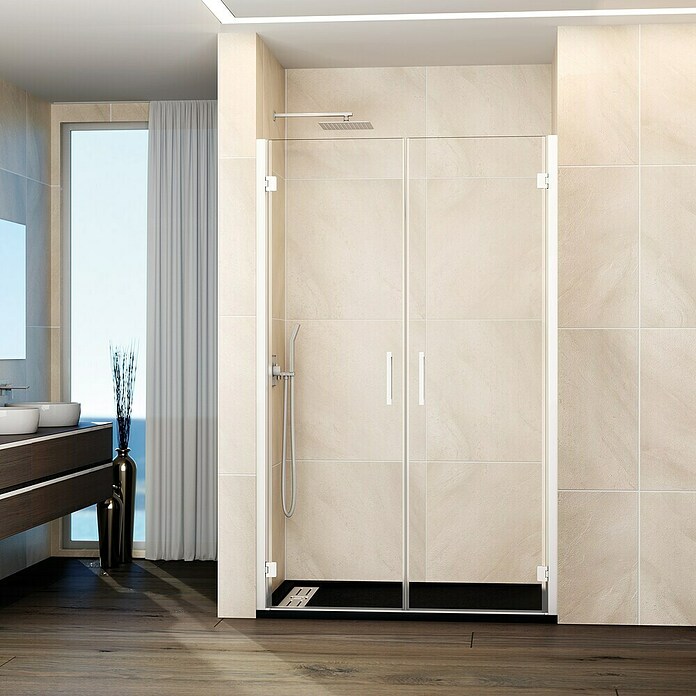 GME Mampara de ducha frontal Glass (121,7 x 195 cm, Espesor de vidrio: 6 mm, Blanco) | BAUHAUS
