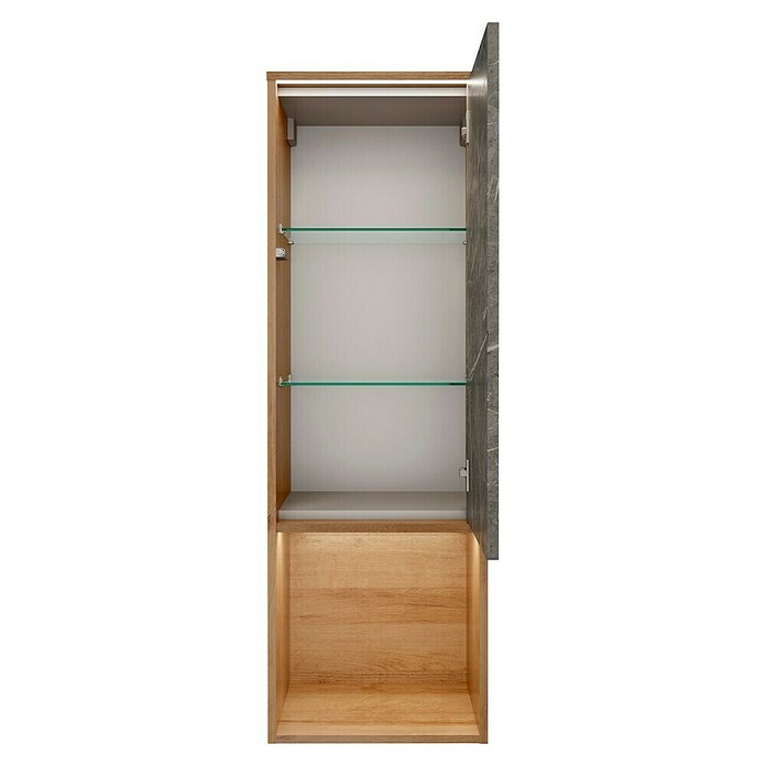 Lanzet Dune Midischrank (B x T x H: 40,3 x 32,5 x 121,6 cm, Berg Eiche/Grau-Marmor, DIN Anschlag: Rechts) | BAUHAUS