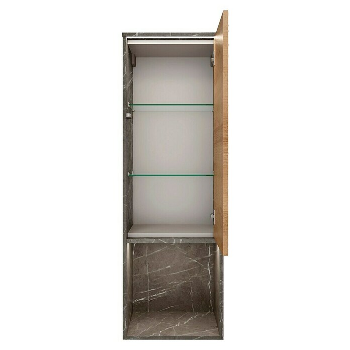 Lanzet Dune Midischrank (B x T x H: 40,3 x 32,5 x 121,6 cm, Grau-Marmor/Berg Eiche, DIN Anschlag: Rechts) | BAUHAUS