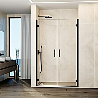 GME Mampara de ducha frontal Glass (86,7 x 195 cm, Espesor de vidrio: 6 mm, Negro)