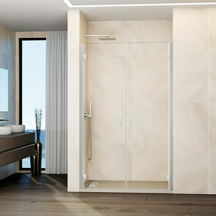 GME Mampara de ducha frontal Glass (81,7 x 195 cm, Espesor de vidrio: 6 mm, Cromo) | BAUHAUS