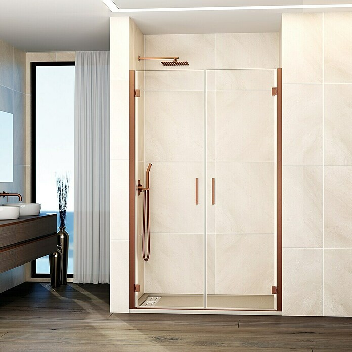 GME Mampara de ducha frontal Glass (71,7 x 195 cm, Espesor de vidrio: 6 mm, Cobre) | BAUHAUS
