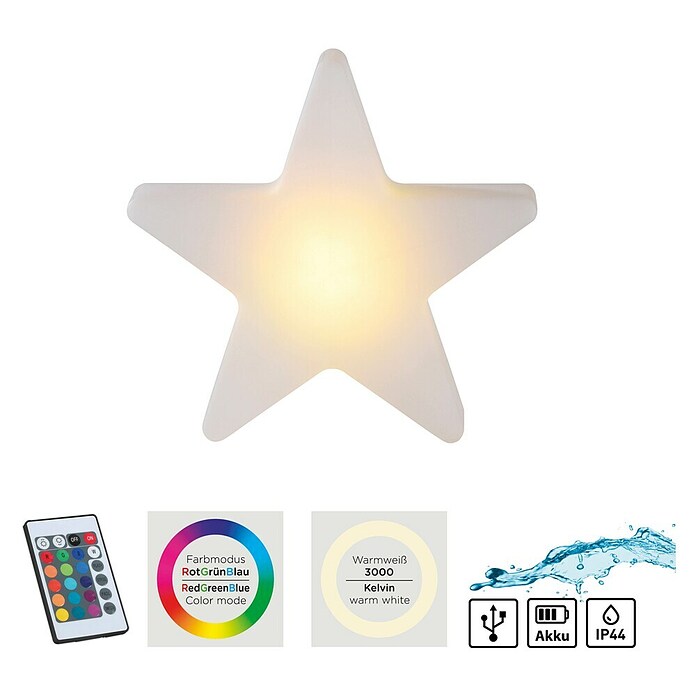 Led-decoratielamp met Accu - Ster 39,5 cm (l x b x h: 41 x 9,5 x 39,5 cm) | BAUHAUS