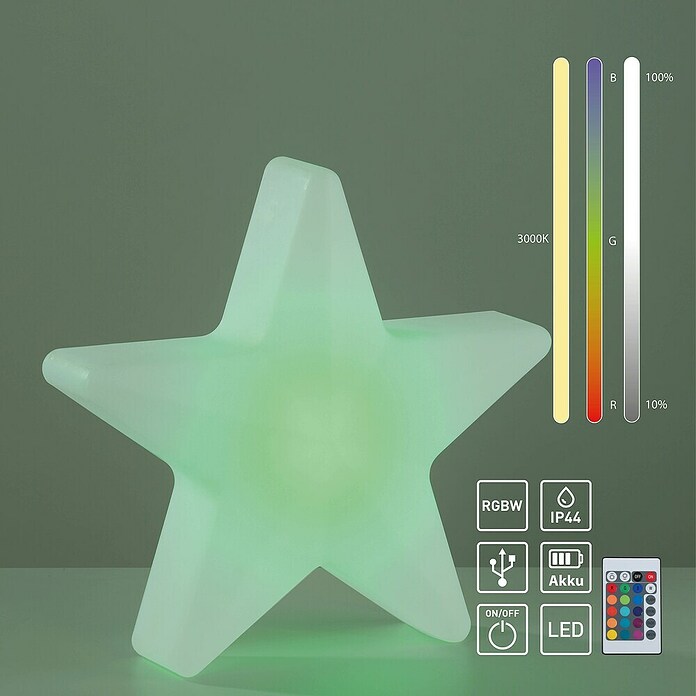 Led-decoratielamp met Accu - Ster 39,5 cm (l x b x h: 41 x 9,5 x 39,5 cm) | BAUHAUS