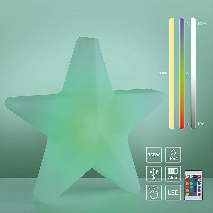 Led-decoratielamp met Accu - Ster 55 cm (l x b x h: 57,5 x 13 x 55 cm) | BAUHAUS