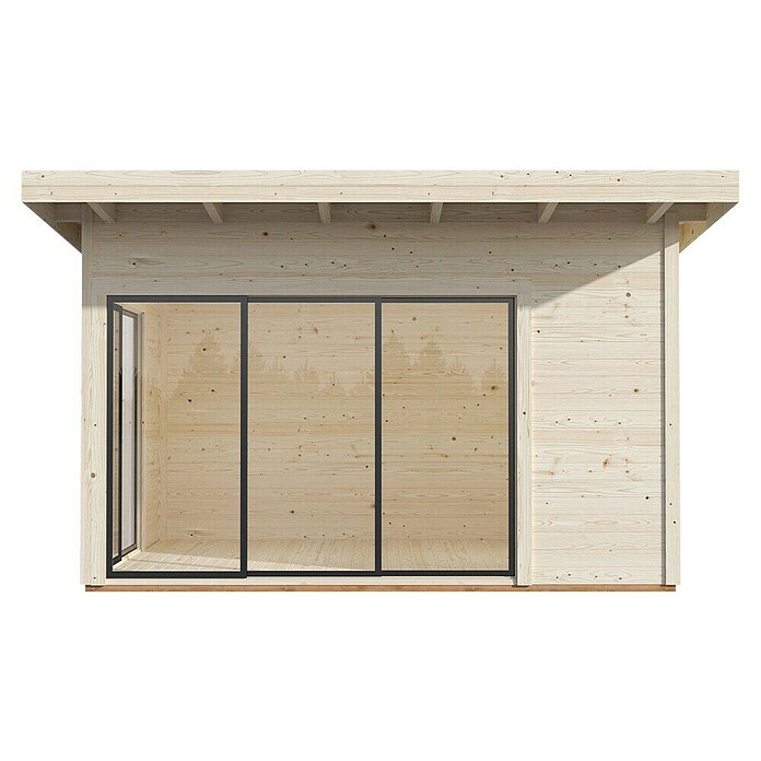Palmako Caseta de jardín Andrea Slide (Medidas ext. (An x Pr): 434 x 402 cm, Madera sin tratar, Natural) | BAUHAUS