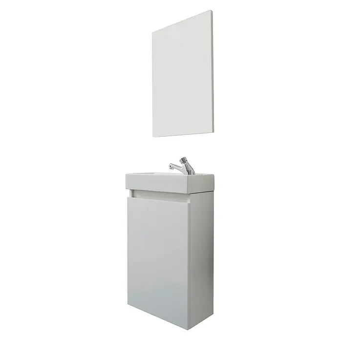 Trendteam Badmöbel-Set Champ - Weiß, Matt, B x T x H: 40 x 22 x 110 cm - Modernes Badezimmerset mit Waschbeckenunterschrank und Spiegel in schlichtem Weiß-Design für ein stilvolles Ambiente im Bad.