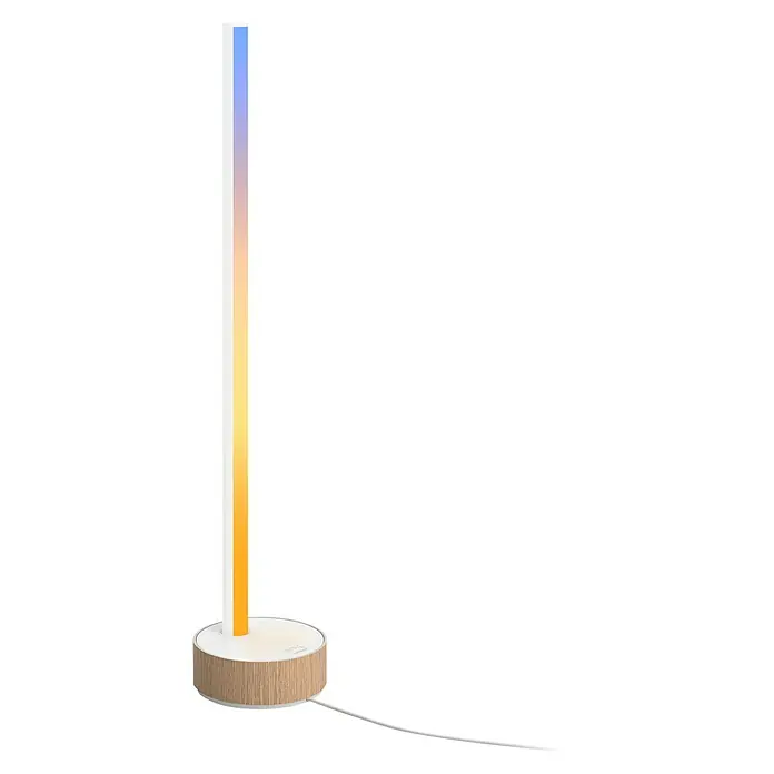Philips Hue LED-Tischleuchte Signe Oak - 12 W, L x B x H: 11,15 x 11,15 x 55,3 cm, Weiß, RGBW - Elegante Stehlampe mit Farbverlauf und Holzfuß. Die Lampe sorgt für stimmungsvolles Licht und ist ein Hingucker in jedem Raum.