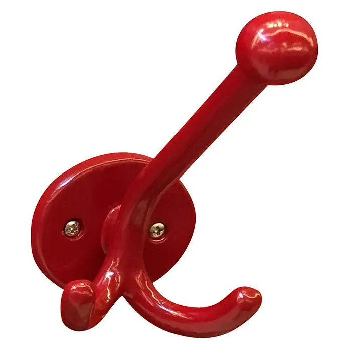 Häfele GarderobenhakenHöhe: 125 mm, Rot - Roter Kleiderhaken für die Wandmontage mit zwei Haken und einer Kugel am Ende.