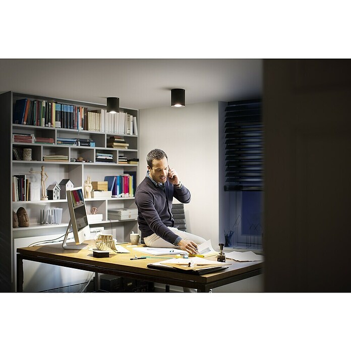 Philips Hue LED-Deckenstrahler White Ambiance Pillar (4,2 W, L x B x H: 10,3 x 10,3 x 12 cm, Schwarz, Neutralweiß) | BAUHAUS