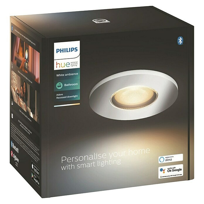 Philips Hue LED-Einbauleuchte rund White Ambience Adore (4,2 W, Chrome, Neutralweiß, 1 Stk.) | BAUHAUS