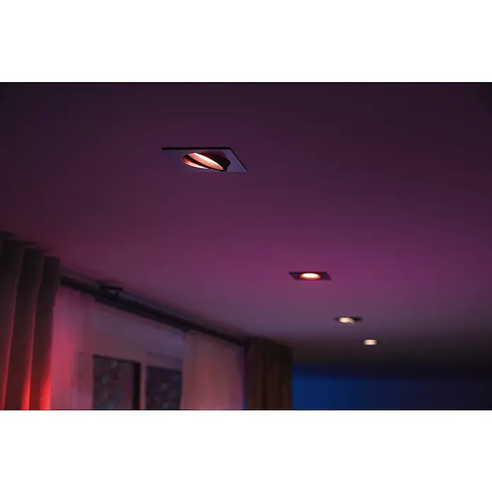 Philips Hue LED-Einbauleuchte White and Color Ambience Centura - 4,2 W, L x B x H: 10 x 9 x 9 cm, Silber, RGBW - Deckenleuchten mit verstellbarem Licht für eine gemütliche Atmosphäre.