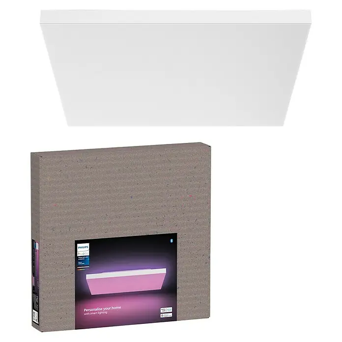 Philips Hue LED-Deckenleuchte Datura - 67 W, L x B x H: 60 x 60 x 5 cm, Weiß - Philips Hue LED Deckenleuchte, Weiß, in Originalverpackung, für stimmungsvolle Beleuchtung im Innenbereich. Intelligente Steuerung möglich.