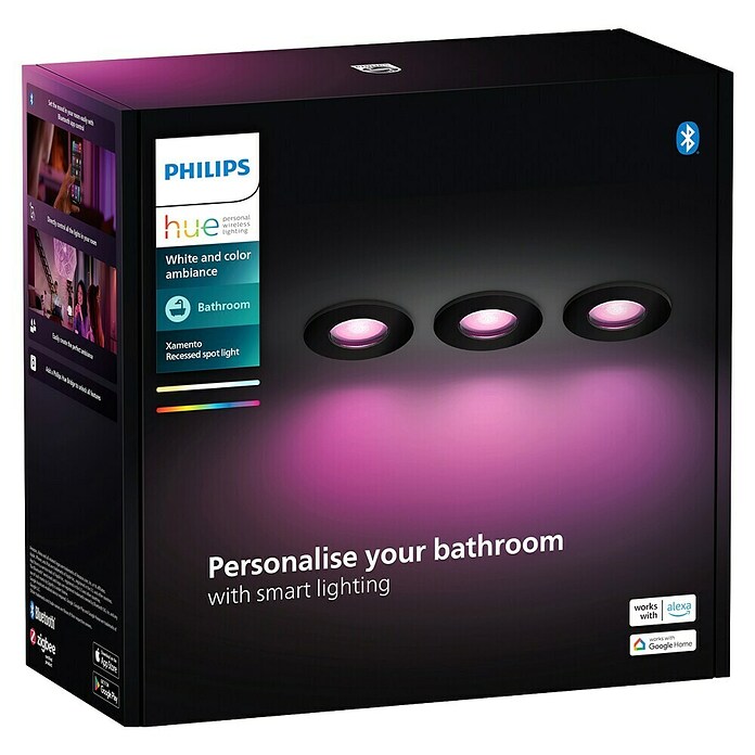 Philips Hue LED-Einbauleuchten-Set rund White and Color Ambience Xamento (4,2 W, Schwarz, 3 Stk., RGBW) | BAUHAUS