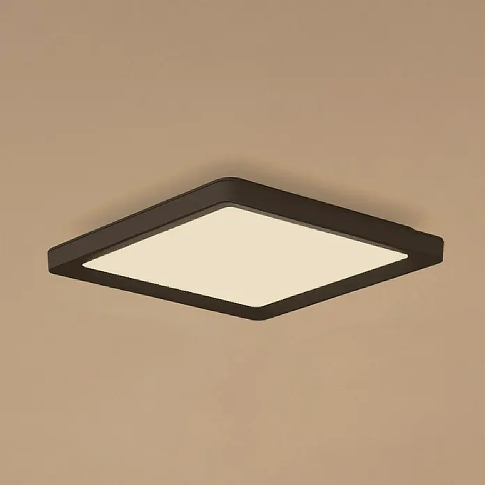 Philips Hue LED-Panel White Ambiance Tento S - 12,6 W, L x B x H: 29,5 x 29,5 x 3,5 cm, Schwarz, Warmweiß - Deckenleuchte mit quadratischem, dunkelbraunem Rahmen und warmweißem Licht. Elegante Beleuchtung für jeden Raum.