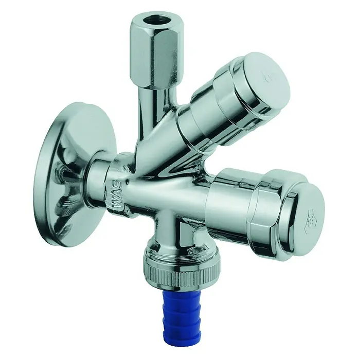 Grohe Geräteventil WAS-Kombi - ½″, Verchromt - Eckventil-Kombination mit zwei Ventilen und einem Schlauchanschluss für Waschmaschine oder Spülmaschine.