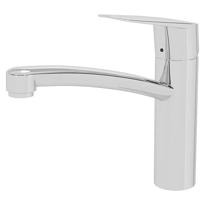 Hansgrohe Grifo de cocina - Cromo, Brillante - Primer plano de un grifo monomando cromado, centrado en su diseño y superficie brillante para baños modernos.