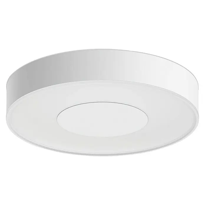 Philips Hue LED-Deckenleuchte rund Xamento - 34 W, Ø x H: 38,1 x 8,4 cm, Weiß, RGBW - Deckenleuchte in runder Bauform mit zentralem, abgesenkten Leuchtbereich in reinem Weiß. Ideal für moderne Wohnräume und Büros.