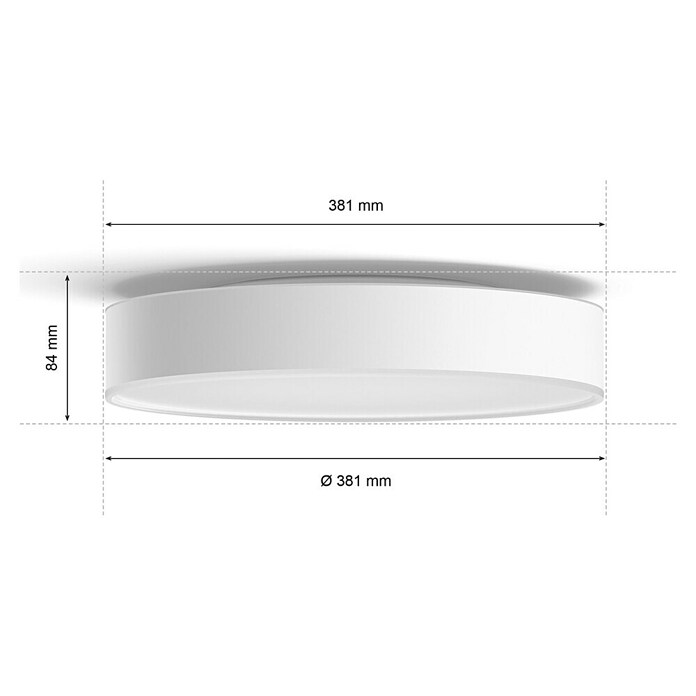 Philips Hue LED-Deckenleuchte rund Devere (19 W, Ø x H: 43,7 x 10 cm, Weiß, Neutralweiß) | BAUHAUS