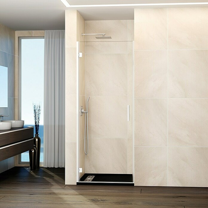 GME Mampara de ducha frontal Glass A (70 x 195 cm, Espesor de vidrio: 6 mm, Blanco) | BAUHAUS