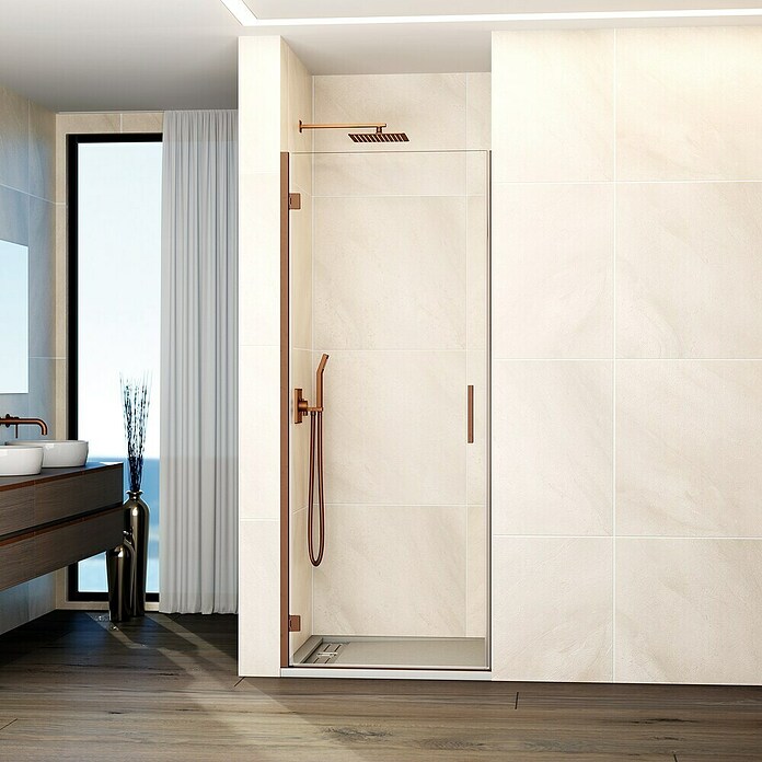 GME Mampara de ducha frontal Glass A (80 x 195 cm, Espesor de vidrio: 6 mm, Cobre) | BAUHAUS