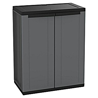 Terry J-Base Armario multiusos de plástico  (L x An x Al: 37,5 x 68 x 85 cm, Bajo, Gris oscuro/Negro)