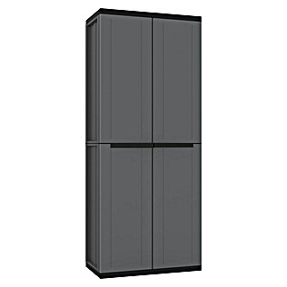 Terry J-Base Armario multiusos de plástico  (L x An x Al: 37,5 x 68 x 163,5 cm, Alto, Gris oscuro/Negro)