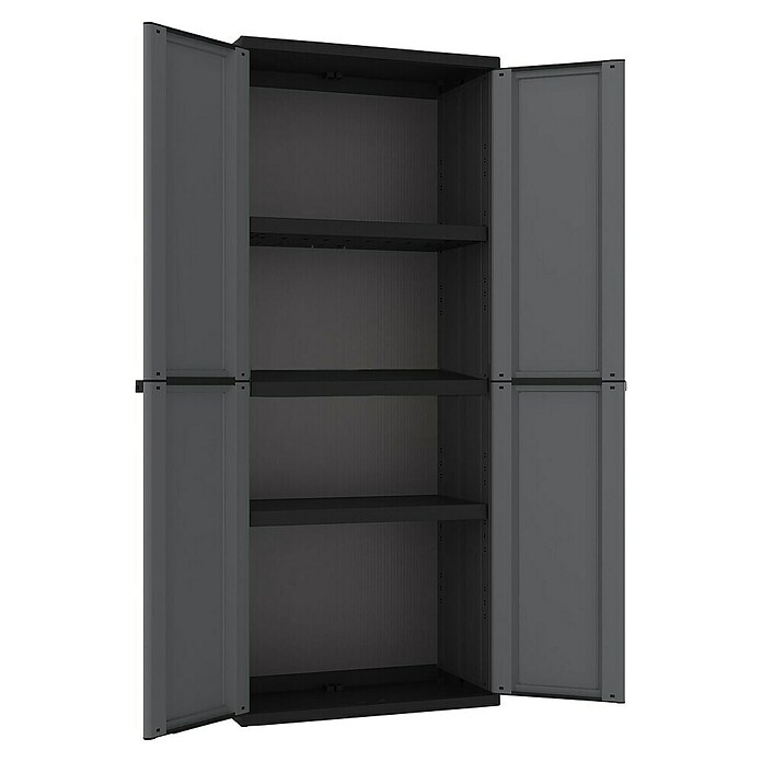 Terry J-Base Armario multiusos de plástico  Alto + Bajo (Gris oscuro/Negro, Plástico, 2 pzs.) | BAUHAUS