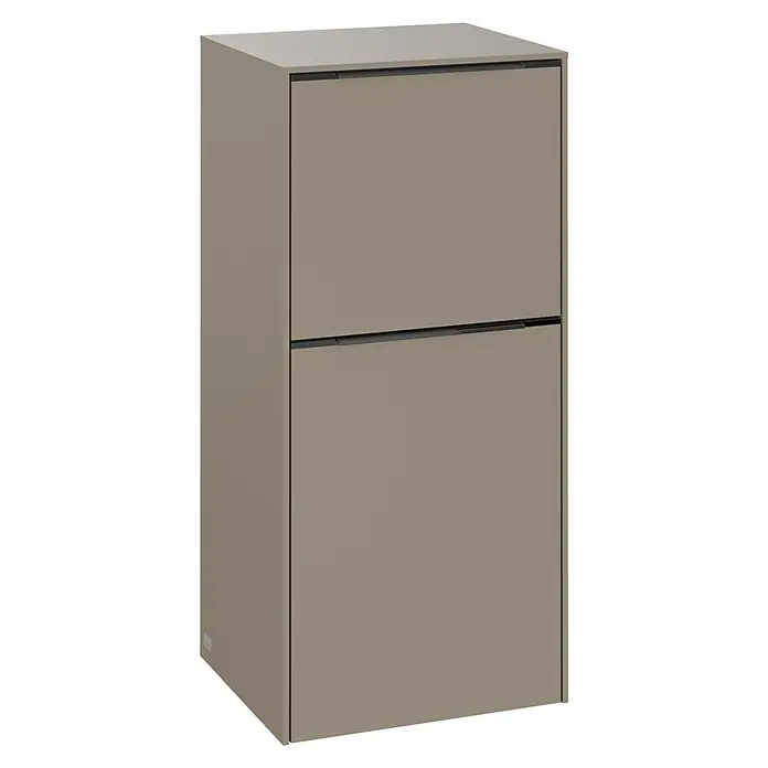 Villeroy & Boch Subway 3.0 Seitenschrank - B x T x H: 40 x 36,2 x 86 cm, Taupe, DIN Anschlag: Links, Farbe Griff: Monochrom - Grauer Schuhschrank mit zwei Fächern. Praktische Aufbewahrungslösung für Schuhe, die Ordnung und Stil in den Eingangsbereich bringt.