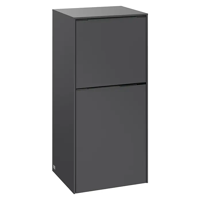 Villeroy & Boch Subway 3.0 Seitenschrank - B x T x H: 40 x 36,2 x 86 cm, Graphite, DIN Anschlag: Links, Farbe Griff: Monochrom - Dieser graue Möbelschrank mit zwei Fächern bietet praktischen Stauraum. Ideal für Büro oder Zuhause.