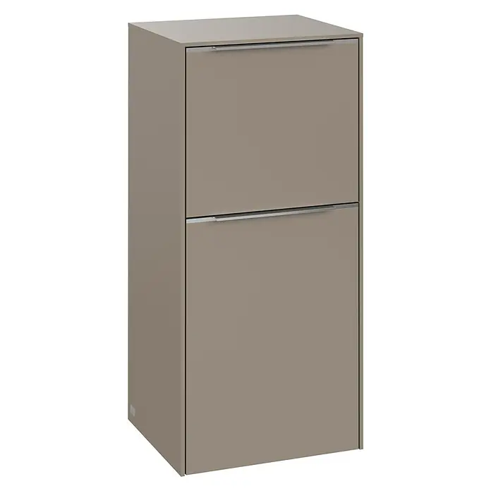 Villeroy & Boch Subway 3.0 Seitenschrank - B x T x H: 40 x 36,2 x 86 cm, Taupe, DIN Anschlag: Rechts, Farbe Griff: Aluminium glänzend - Moderne Schuhkommode in Taupe mit zwei Fächern und eleganten Griffen für eine stilvolle Aufbewahrung Ihrer Schuhe.