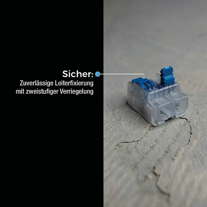 Ideal Hebelklemme Gen II - Anzahl Leiter: 2 Stk., 4 mm², 40 Stk. - Bild eines zuverlässigen Wago-Leiterverbinders mit zweistufiger Verriegelung für sichere elektrische Verbindungen.
