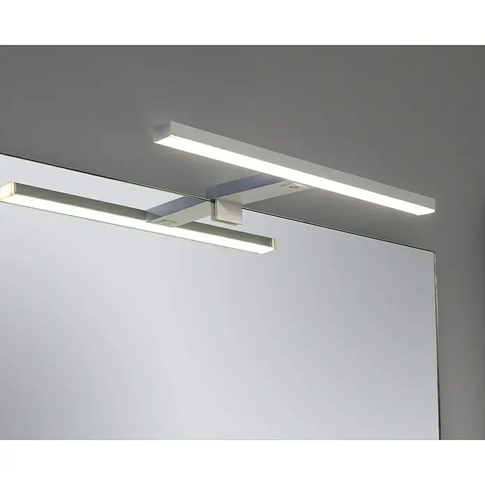 Aplique LED para espejo Leo 40 cm - 8 kW, Blanco, L x An x Al: 13 x 40 x 4,2 cm - Luz de espejo LED moderna con acabado cromado. Esta elegante lámpara proporciona una iluminación óptima en el baño y es muy atractiva.