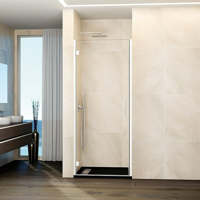 GME Mampara de ducha frontal Glass B (65 x 195 cm, Espesor de vidrio: 6 mm, Blanco) | BAUHAUS