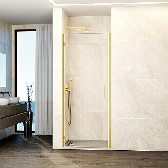 GME Mampara de ducha frontal Glass B (80 x 195 cm, Espesor de vidrio: 6 mm, Oro) | BAUHAUS