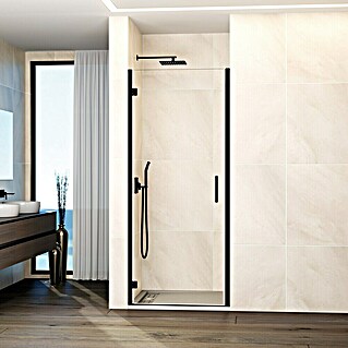 GME Mampara de ducha frontal Glass B (80 x 195 cm, Espesor de vidrio: 6 mm, Negro)