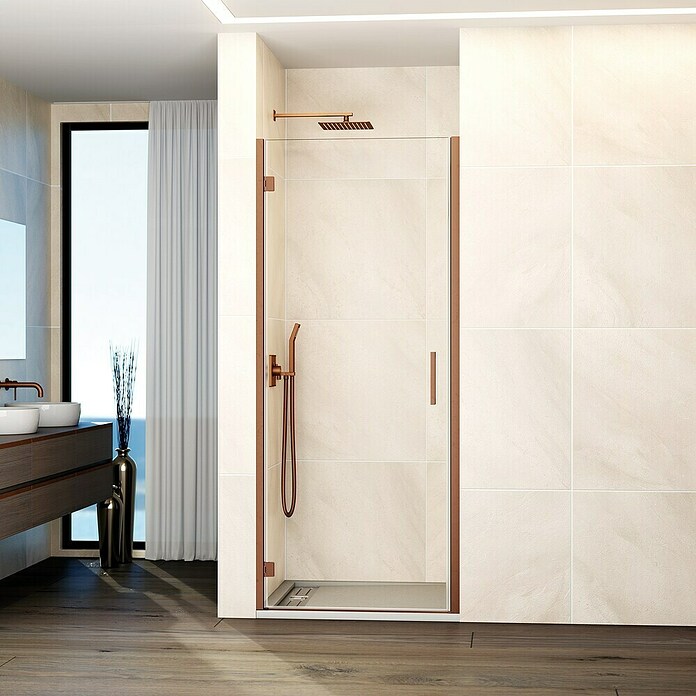 GME Mampara de ducha frontal Glass B (80 x 195 cm, Espesor de vidrio: 6 mm, Cobre) | BAUHAUS