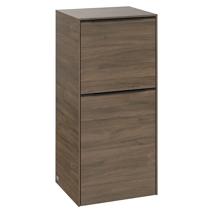 Villeroy & Boch Subway 3.0 Seitenschrank - B x T x H: 40 x 36,2 x 86 cm, Arizona Oak, DIN Anschlag: Rechts, Farbe Griff: Volcano Black - Elegantes Holzschrankelement mit zwei Schubladen und einer attraktiven Holzmaserung für stilvolle Aufbewahrung.
