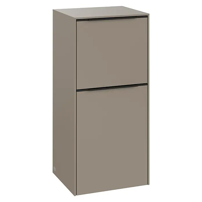 Villeroy & Boch Subway 3.0 Seitenschrank - B x T x H: 40 x 36,2 x 86 cm, Taupe, DIN Anschlag: Rechts, Farbe Griff: Volcano Black - Schuhschrank in Taupe mit zwei Fächern und Griffen, ideal für die Aufbewahrung von Schuhen im Flur oder Eingangsbereich.