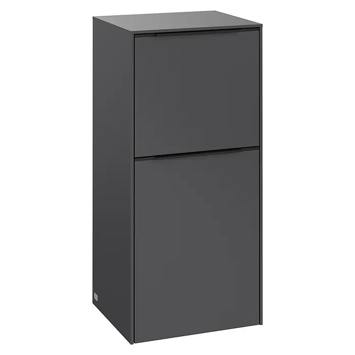 Villeroy & Boch Subway 3.0 Seitenschrank - B x T x H: 40 x 36,2 x 86 cm, Graphite, DIN Anschlag: Rechts, Farbe Griff: Volcano Black - Ein modernes, anthrazitfarbenes Möbelstück mit zwei Fächern, ideal für stilvolle Aufbewahrung. Das schlichte Design fügt sich nahtlos in jeden Raum ein.