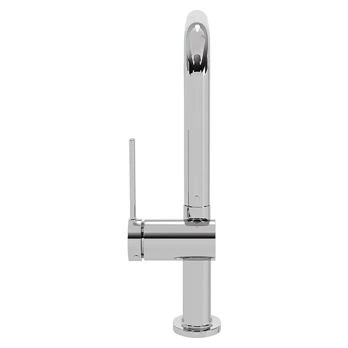 Hansgrohe Grifo de cocina Talis M54 270 - Cromo, Brillante - Primer plano de un elegante y moderno grifo de baño con un diseño minimalista y elegante. Tiene un acabado brillante.