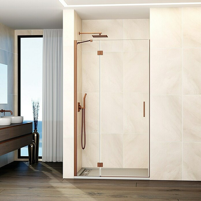 GME Mampara de ducha frontal Glass C (105 x 195 cm, Espesor de vidrio: 8 mm, Cobre, An x Al: 105 (25/80) x 195 cm) | BAUHAUS
